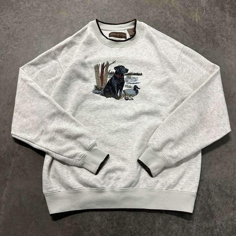Woodland Trail Vintage Black Lab Duck Embroidered Sweatshirt Size L